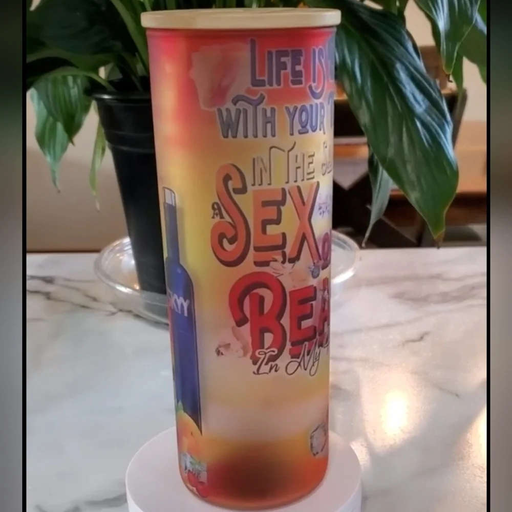 Life is Better With Your Toes In The Sand 20oz Matte Glass Tumbler w/ duo lids